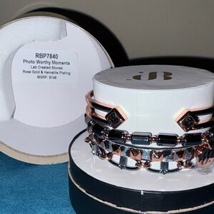 Photo Worthy Moments Rose Gold and Hematite Bracelet